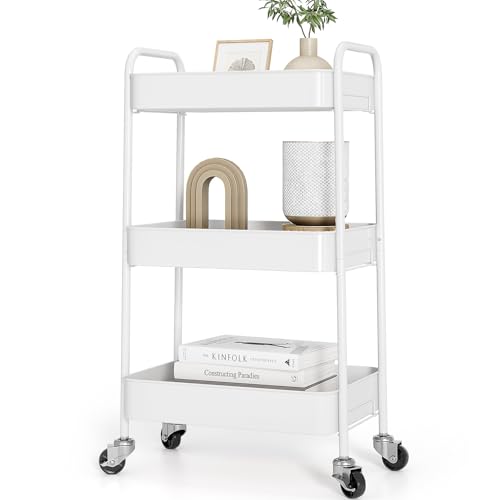 TOOLF 3-Tier Rolling Cart - Metal Utility Storage Collection