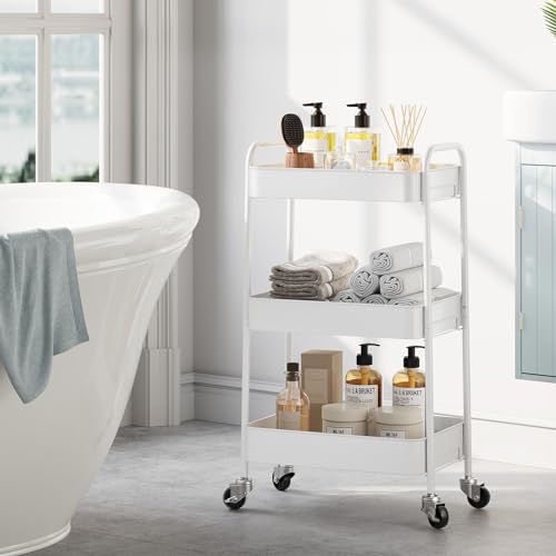 TOOLF 3-Tier Rolling Cart - Metal Utility Storage Collection