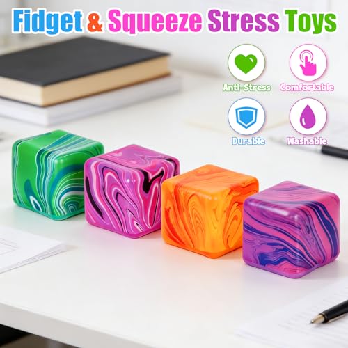 Eco-Friendly 4 Pcs Stress Cube Squishies Fidget Toys, Set