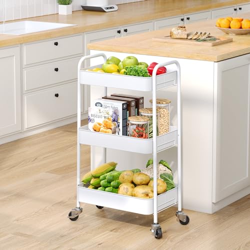 TOOLF 3-Tier Rolling Cart - Metal Utility Storage Collection