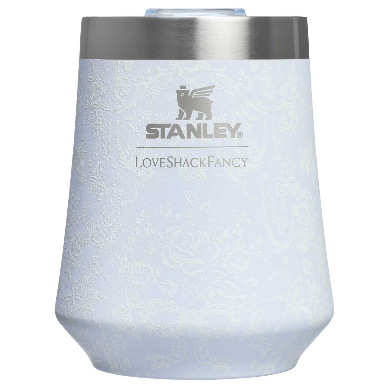 Shatterproof Luxury Stanley 1913 x LoveShackFancy Holiday Reserve Wine Tumbler D367F - Elegant Stemless Vacuum Insulated Wine Tumbler - Baby Bow Pink Peppermint