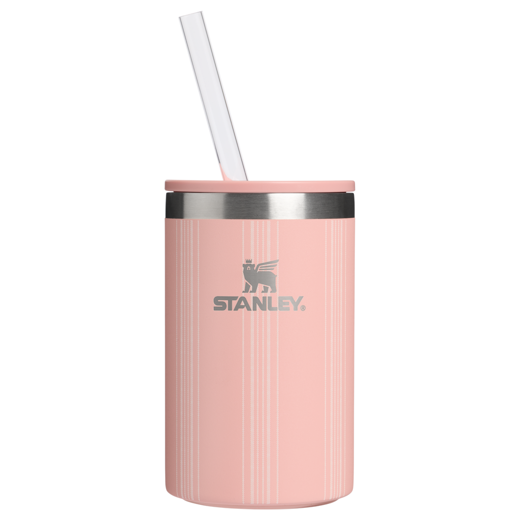 Portable Mini The Everyday Can Cooler Cup D353P - Julienne Series Portable Picnic Chiller Tote - Peach Rose Picnic Stripe