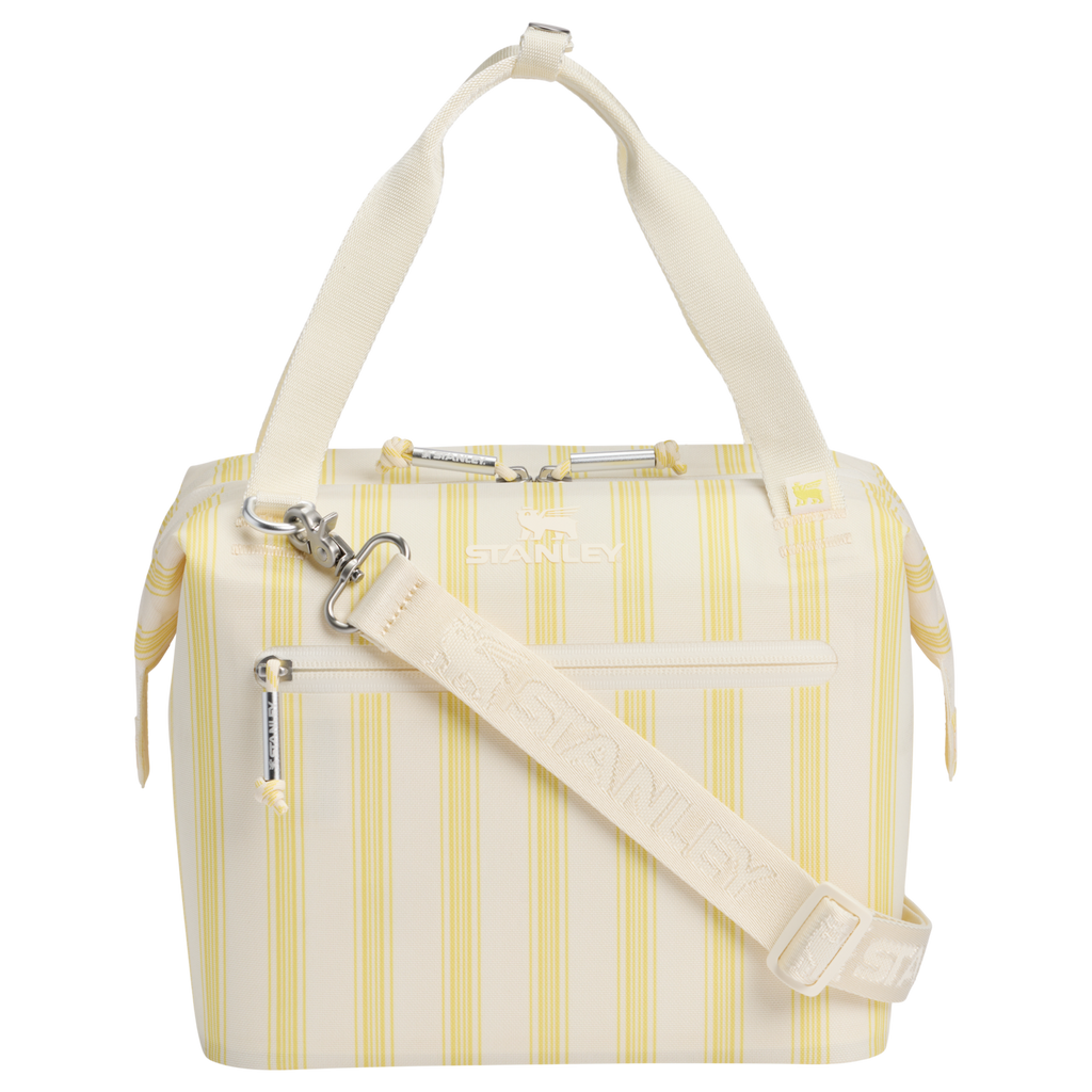 Portable Mini The All Day Julienne Mini Cooler D349V - Leak-Proof Insulated Mini Cooler Bag for Lunch - Cream Picnic Stripe