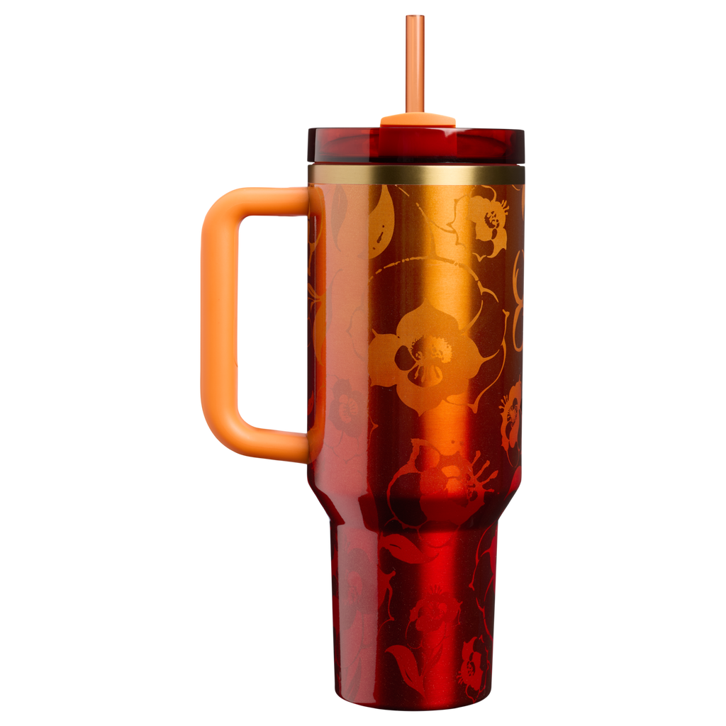 Double-Wall Vacuum The Stanley 1913 x Karol G Quencher H2.0 Flowstate Tumbler D275T - FlowState 3-Position Lid Insulated Travel Mug Detail