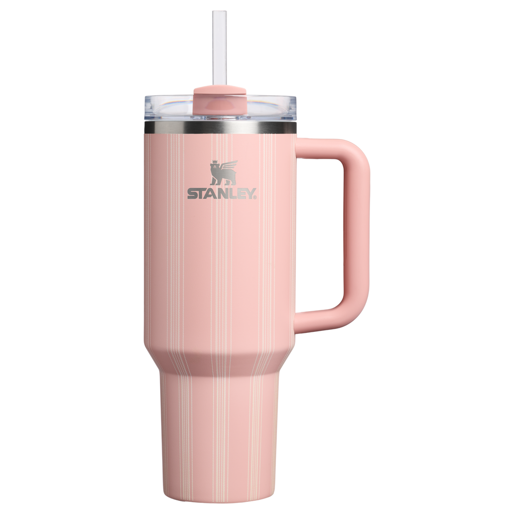 Double-Wall Vacuum The Quencher H2.0 Flowstate Tumbler D342C - 40oz Large Capacity Car-Cup Friendly Quencher - Peach Rose Picnic Stripe