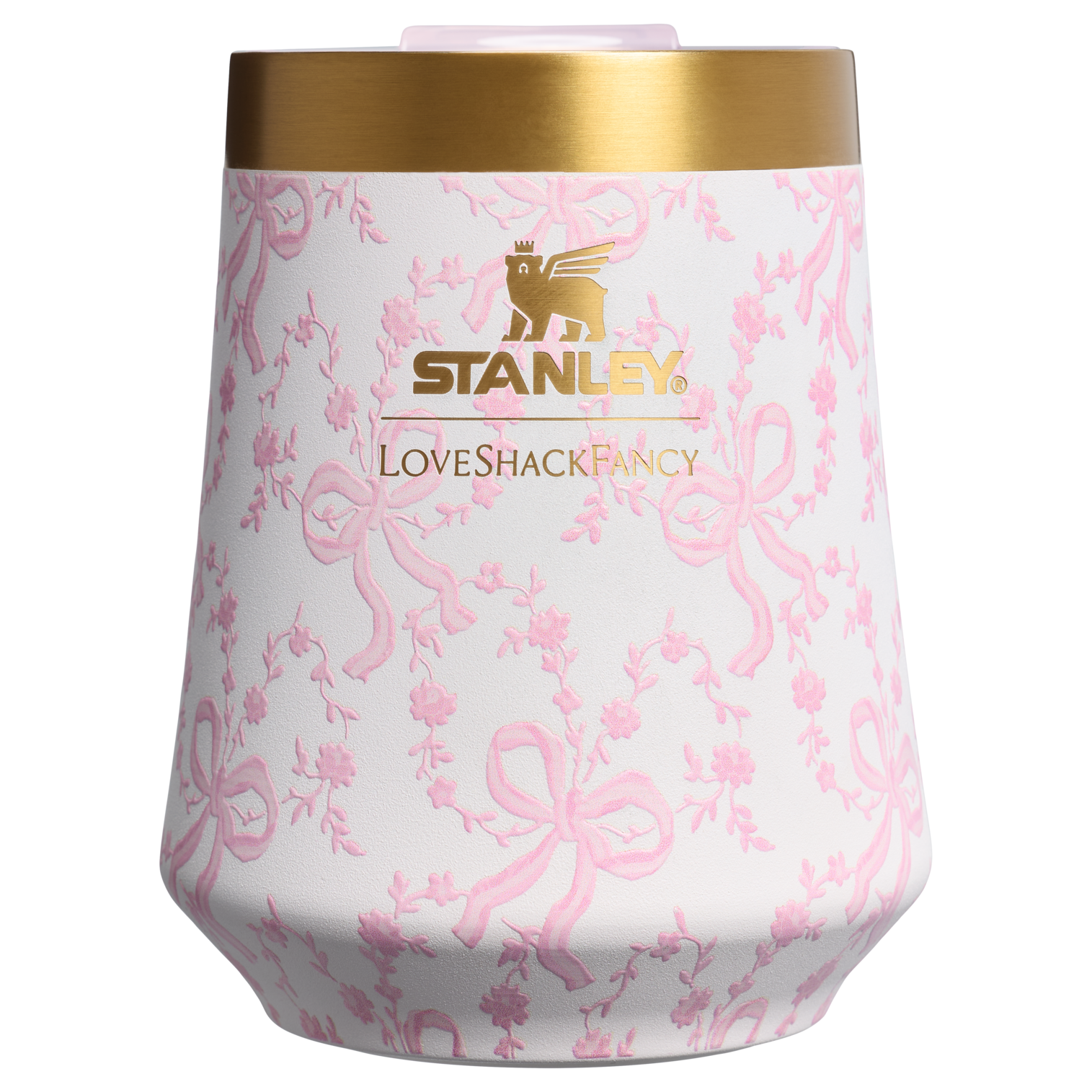 Premium Matte Stanley 1913 x LoveShackFancy Holiday Reserve Wine Tumbler D204X - Reserve Collection Stainless Steel Whiskey Cup - Coquette Bow Chantilly