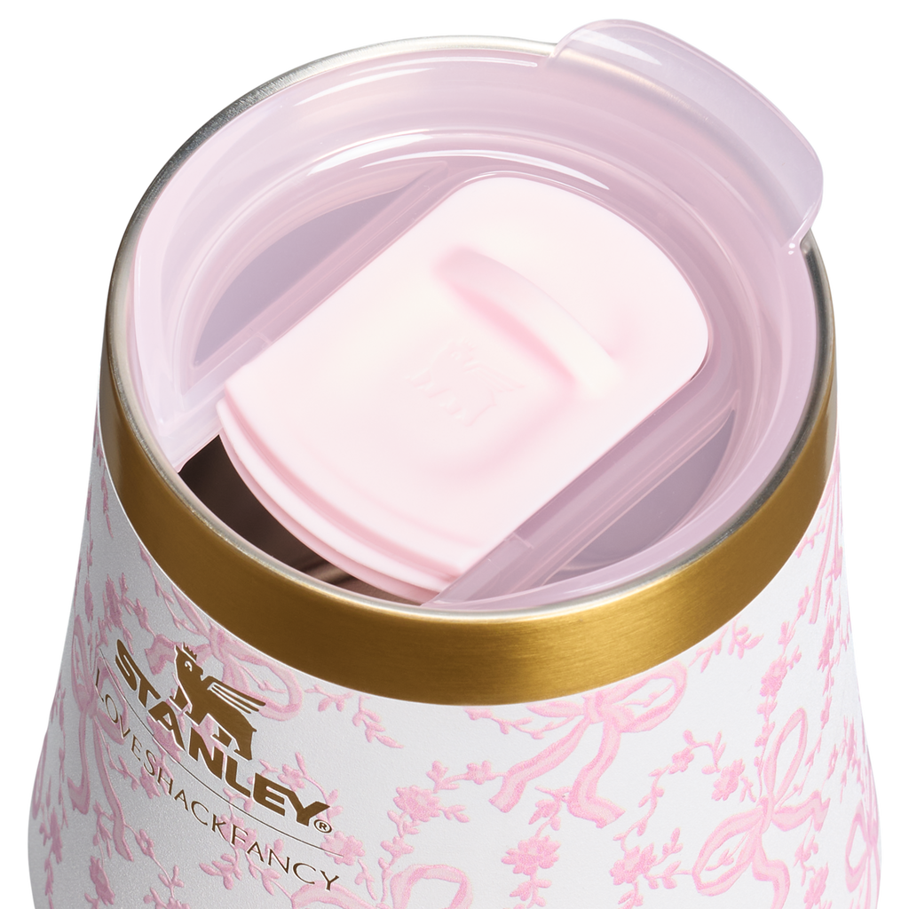 Shatterproof Luxury Stanley 1913 x LoveShackFancy Holiday Reserve Wine Tumbler D367F - Elegant Stemless Vacuum Insulated Wine Tumbler Detail