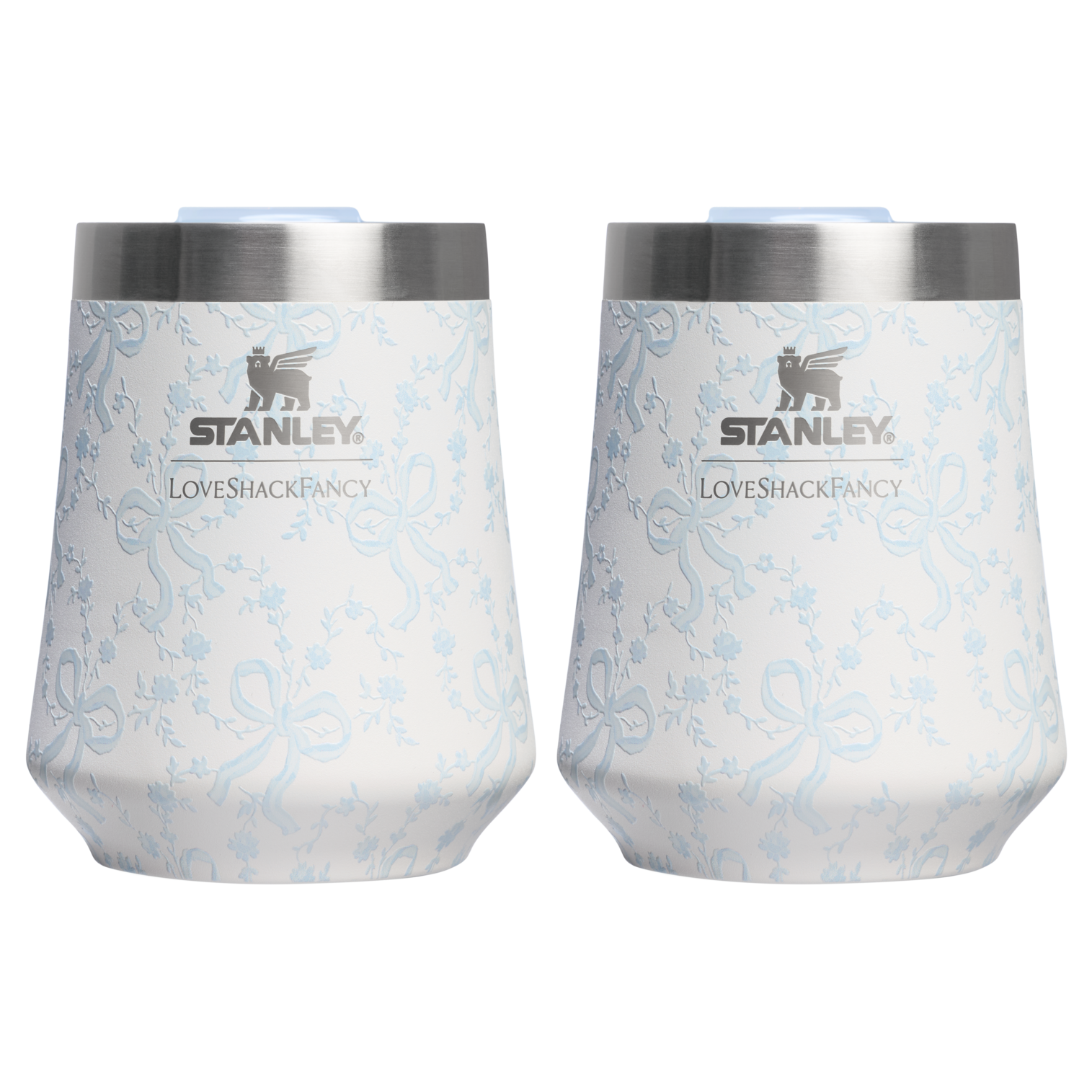Flavor-Preserving Stanley 1913 x LoveShackFancy Holiday The Reserve Wine Tumbler Set | 2-pack D205C - Shatterproof Flavor-Preserving Cocktail Tumbler with Lid - Coquette Bow Winter Ice
